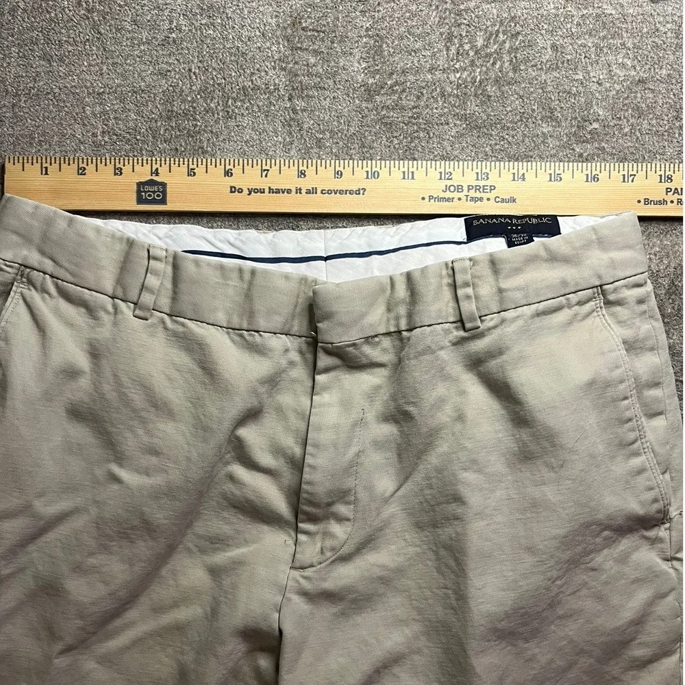 Banana Republic Mens 36x32 Khaki Cotton Linen Blend Chino Pants Beige